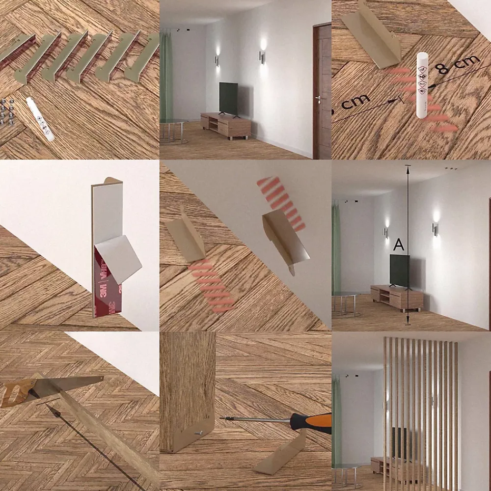 Kit de fixation pour claustra couleur noir- Claustra Intérieur|Tasseau Bois