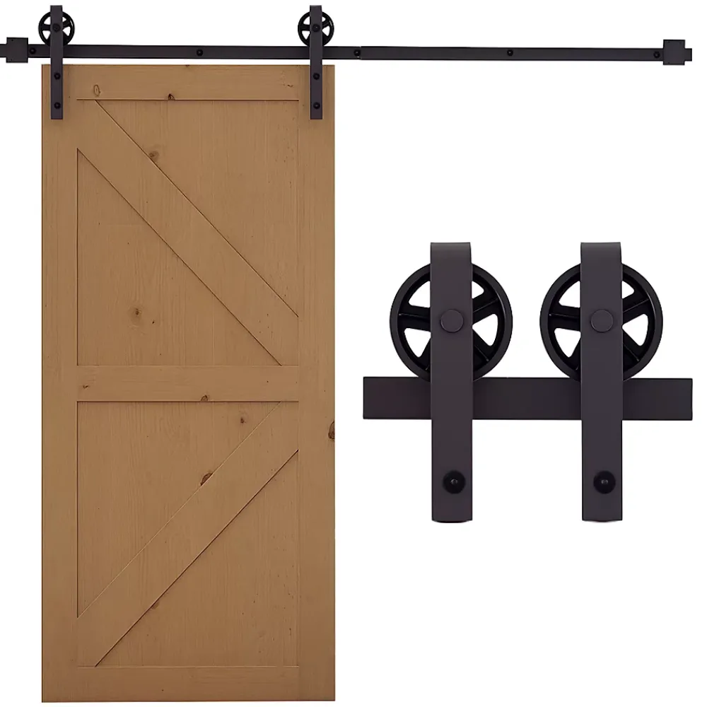 Homcom Kit de porte coulissante compatible porte ép. 35-45 ou 40-45 mm longueur rail 1,83 m charge max. 100 Kg acier brun- Porte Coulissante