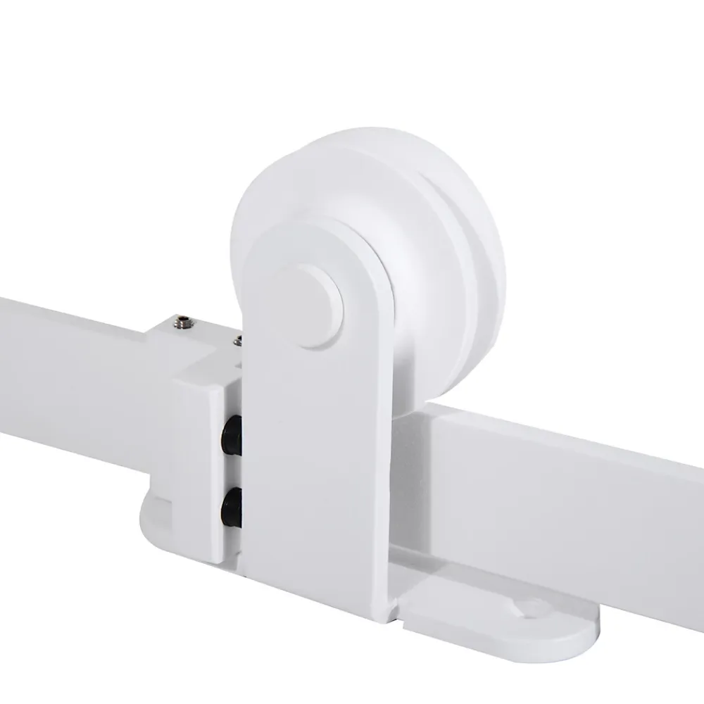 Homcom Porte Coulissante<Kit de porte coulissante compatibilité porte épaisseur 35-45 ou 40-45 mm longueur rail 1,83 m charge max. 100 Kg acier blanc