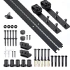 Homcom Kit de porte coulissante compatibilité porte d'une épaisseur de 35-45 mm et largeur max. 1 m charge max. 100 Kg acier brun foncé- Porte Coulissante