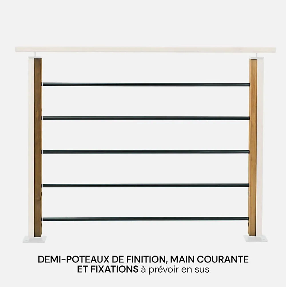 Kordo Kit de remplissage pour garde-corps avec traverses et tubes pose à plat, Moka- Garde-Corps, Balustrade
