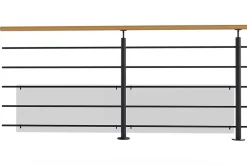 Alumin'home Kit garde corps à plat Oxalis noir 2m effet chêne- Garde-Corps, Balustrade
