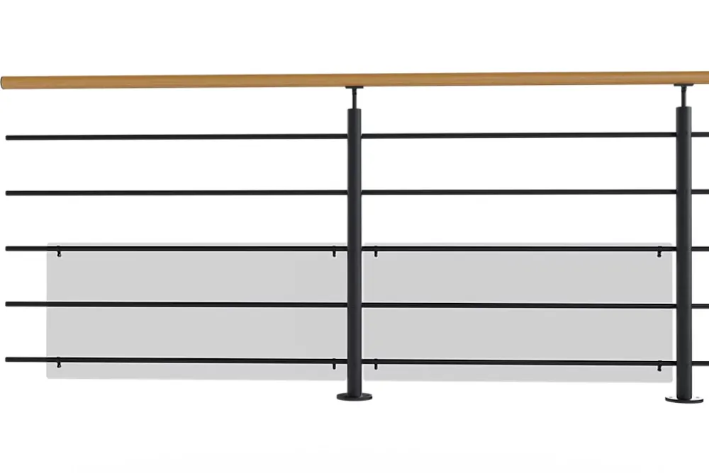Alumin'home Kit garde corps à plat Oxalis noir 2m effet chêne- Garde-Corps, Balustrade