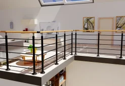 Alumin'home Kit garde corps à plat Oxalis noir 2m effet chêne- Garde-Corps, Balustrade