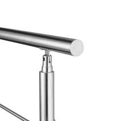 Saniland Kit garde corps en acier inoxydable a 3 traverses Longueur 120 cm Balustrade a fixation a plat pour terrasse ou escalier- Garde-Corps, Balustrade