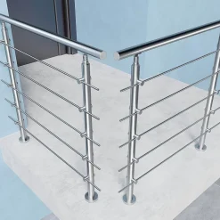 Saniland Kit garde corps en acier inoxydable a 5 traverses Longueur 120 cm Balustrade a fixation a plat pour terrasse ou escalier- Garde-Corps, Balustrade