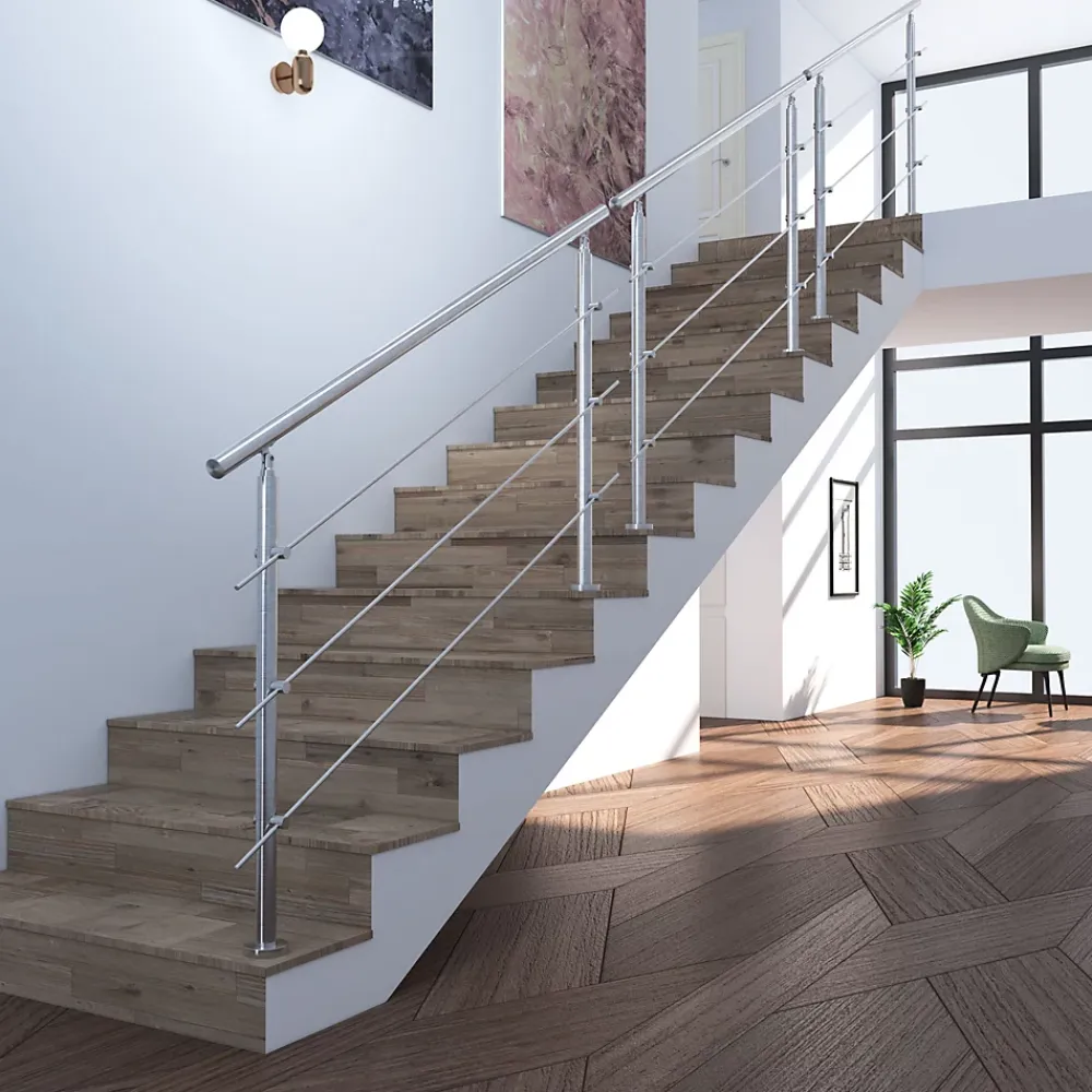 Saniland Garde-Corps, Balustrade<Kit garde corps en acier inoxydable a 3 traverses Longueur 150 cm Balustrade a fixation a plat pour terrasse ou escalier