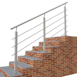 AICA Sanitaire Accessoire D'Escalier<Kit Garde-corps 5 barres 2m en alu argent - Pose verticale, pour escalier et terrasse, usage intérieur et extérieur