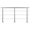 AICA Sanitaire Accessoire D'Escalier<Kit garde-corps 3 barres rondes 2.4 m Acier Inox 201 Argent - Installation verticale - Usage intérieur et extérieur