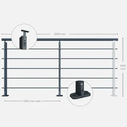 Kordo Garde-Corps, Balustrade<Kit garde-corps aluminium gris anthracite 2m pose à plat, Initio