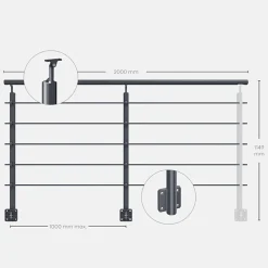 Kordo Garde-Corps, Balustrade<Kit garde-corps aluminium gris anthracite 2m pose latérale, Opalu