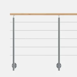 Kordo Garde-Corps, Balustrade<Kit garde-corps aluminium gris alu 2m pose latérale avec main courante hêtre, Inoline