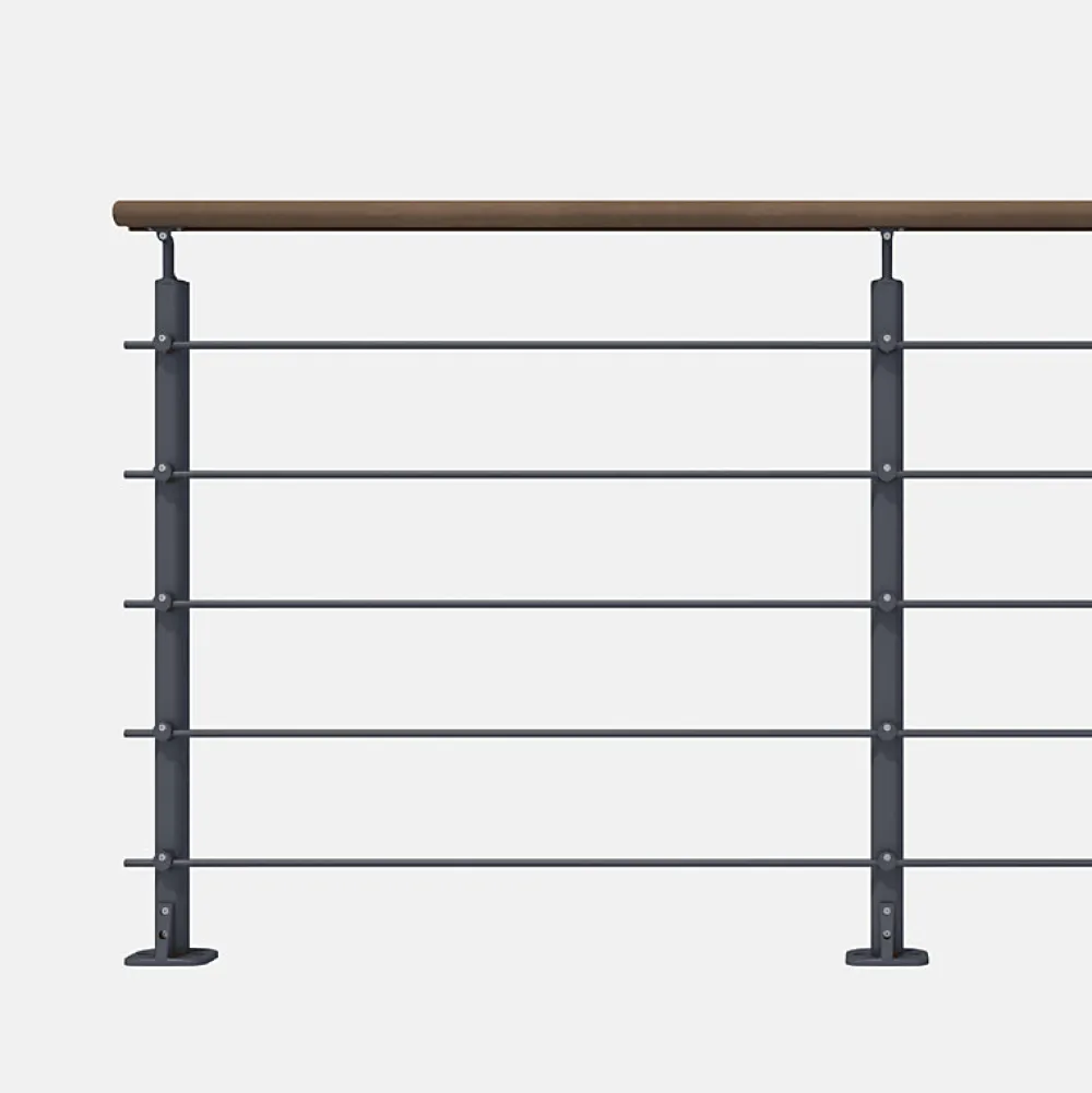 Kordo Kit garde-corps anthracite avec main courante Kebony 2m pose à plat, Opalu- Garde-Corps, Balustrade