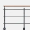 Kordo Kit garde-corps anthracite avec main courante hêtre 2m pose en applique, Opalu- Garde-Corps, Balustrade