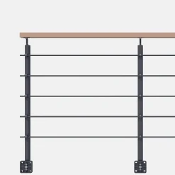 Kordo Kit garde-corps anthracite avec main courante hêtre 2m pose en applique, Opalu- Garde-Corps, Balustrade