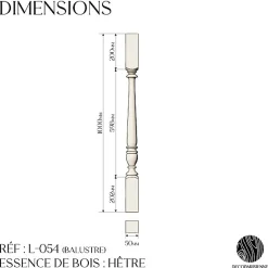 Decoparisienne Garde-Corps, Balustrade<Kit garde-corps bois massif tourné - Longueur 1200mm