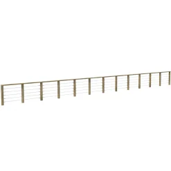 Decklinea Garde-Corps, Balustrade<Kit Garde-Corps JERSEY 13,8 m - Bois d'Epicea Traité Autoclave 4 - Tendeur en Inox - Recoupable - Montage Facile