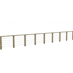 Decklinea Kit Garde-Corps JERSEY 9,2 m - Bois d'Epicea Traité Autoclave 4 - Tendeur en Inox - Recoupable - Montage Facile- Garde-Corps, Balustrade