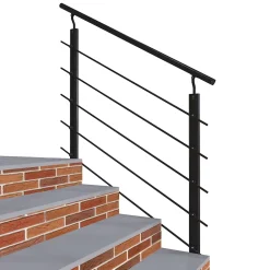 AICA Sanitaire Kit Garde-corps 1m alu noir avec 5 traverses et main courante - Pose suspendue et latérale - Intérieur et extérieur- Accessoire D'Escalier
