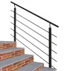 AICA Sanitaire Accessoire D'Escalier<Kit Garde-corps 1.5m alu noir avec 5 traverses et main courante - Pose suspendue et latérale - Intérieur et extérieur