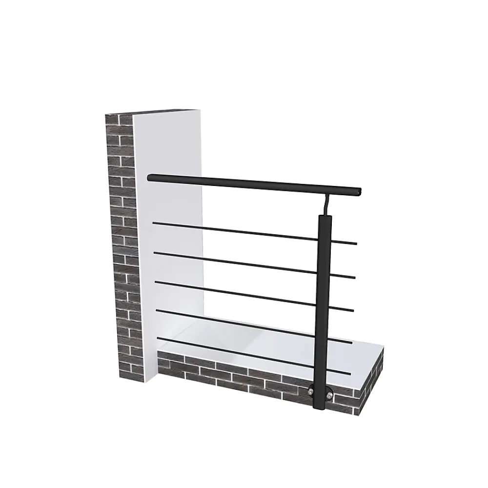 AICA Sanitaire Kit Garde-corps 1m avec raccords muraux - Alu NOir - Pose suspendue et latérale - Pour usage intérieur et extérieur- Accessoire D'Escalier