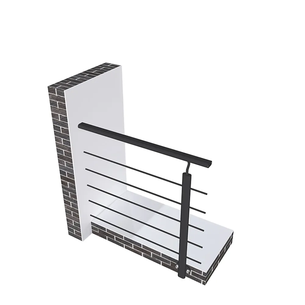 AICA Sanitaire Kit Garde-corps 1m avec raccords muraux - Alu NOir - Pose suspendue et latérale - Pour usage intérieur et extérieur- Accessoire D'Escalier
