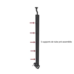 AICA Sanitaire Kit Garde-corps 1m avec raccords muraux - Alu NOir - Pose suspendue et latérale - Pour usage intérieur et extérieur- Accessoire D'Escalier