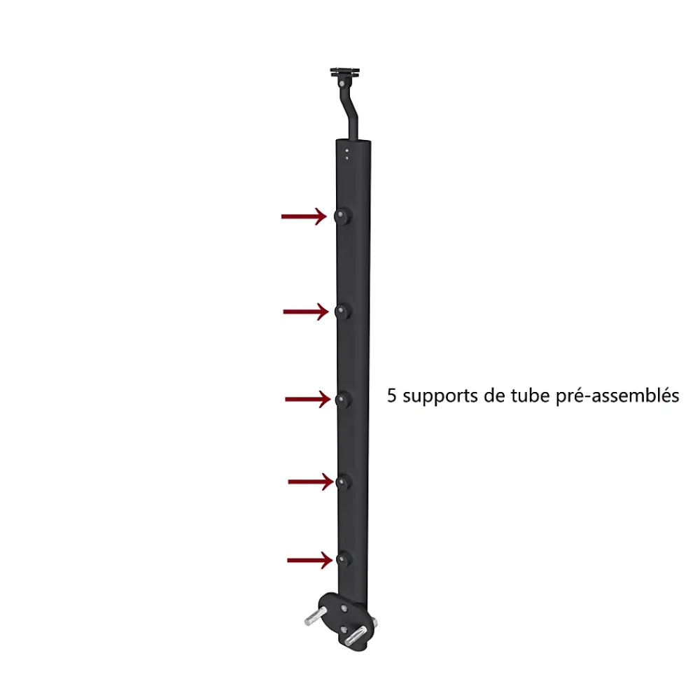 AICA Sanitaire Kit Garde-corps 1m avec raccords muraux - Alu NOir - Pose suspendue et latérale - Pour usage intérieur et extérieur- Accessoire D'Escalier