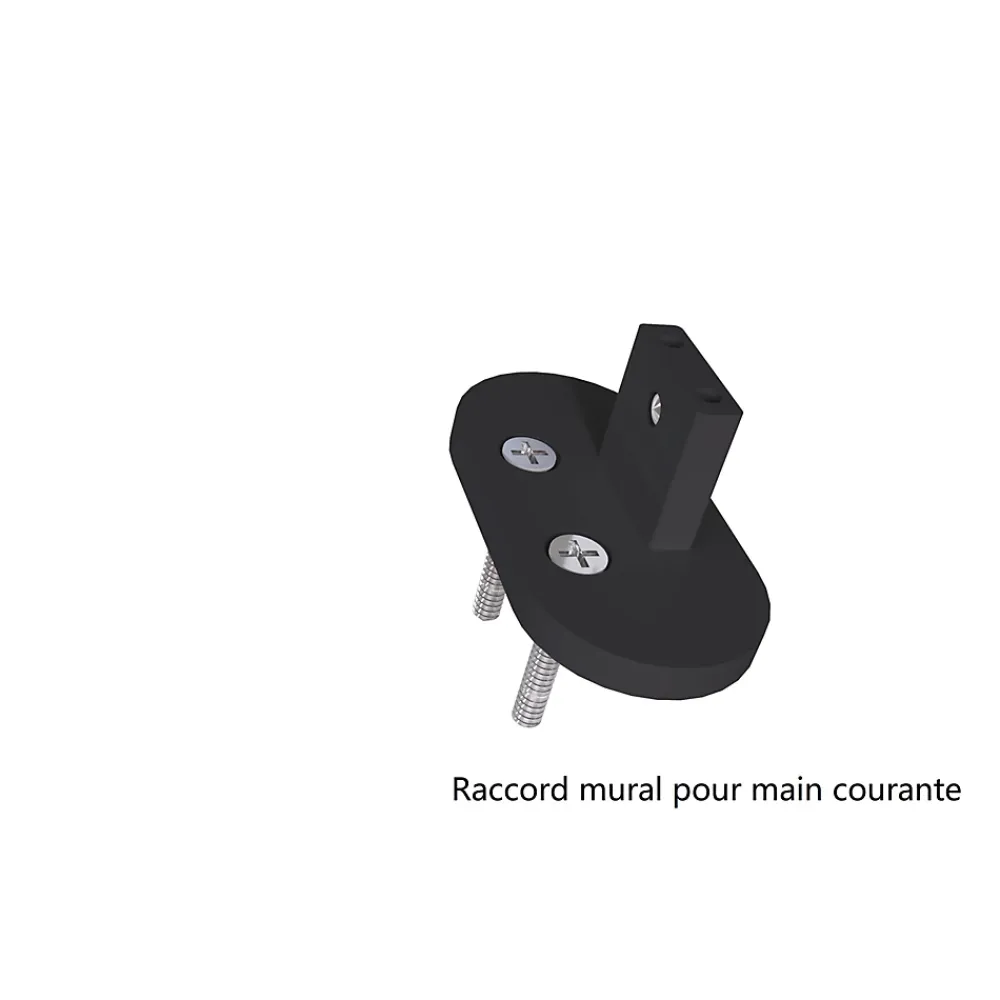 AICA Sanitaire Kit Garde-corps 1m avec raccords muraux - Alu NOir - Pose suspendue et latérale - Pour usage intérieur et extérieur- Accessoire D'Escalier