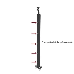 AICA Sanitaire Kit Garde-corps 2m avec raccords muraux - Alu NOIR - Pose verticale à plat - Pour usage intérieur et extérieur- Accessoire D'Escalier