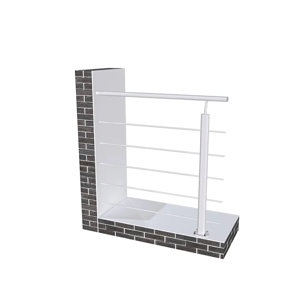 AICA Sanitaire Accessoire D'Escalier<Kit Garde-corps 2m avec raccords muraux - Alu ARGENT - Pose verticale à plat - Pour usage intérieur et extérieur
