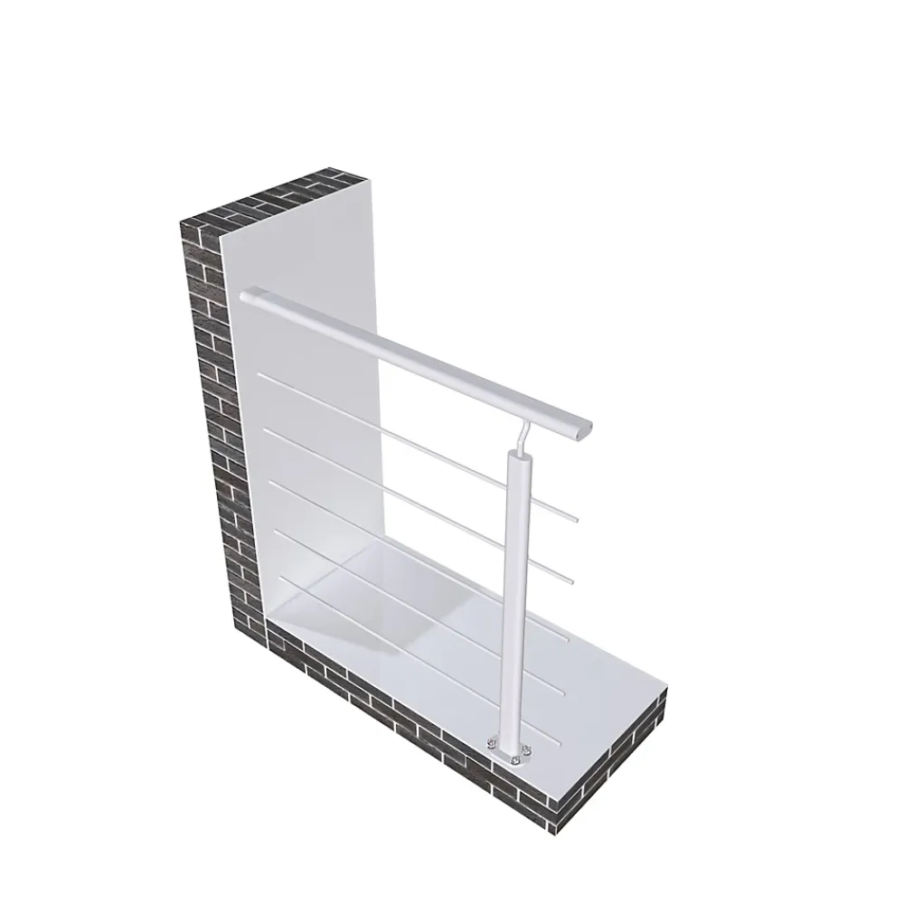 AICA Sanitaire Accessoire D'Escalier<Kit Garde-corps 2m avec raccords muraux - Alu ARGENT - Pose verticale à plat - Pour usage intérieur et extérieur