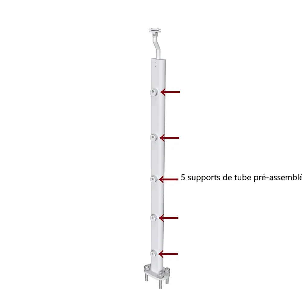 AICA Sanitaire Accessoire D'Escalier<Kit Garde-corps 2m avec raccords muraux - Alu ARGENT - Pose verticale à plat - Pour usage intérieur et extérieur