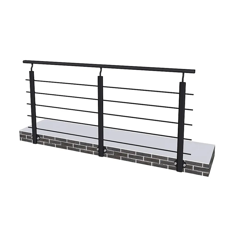 Saniland Kit Garde-corps 2ml garde-corps avec 5 barreaux fixation latérale en aluminium noir mat- Garde-Corps, Balustrade