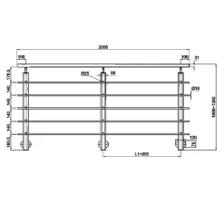 Saniland Kit Garde-corps 2ml garde-corps avec 5 barreaux fixation latérale en aluminium noir mat- Garde-Corps, Balustrade