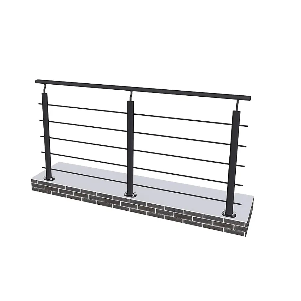 Saniland Garde-Corps, Balustrade<Kit Garde-corps 2ml garde-corps avec 5 barreaux fixation à plat en aluminium noir mat