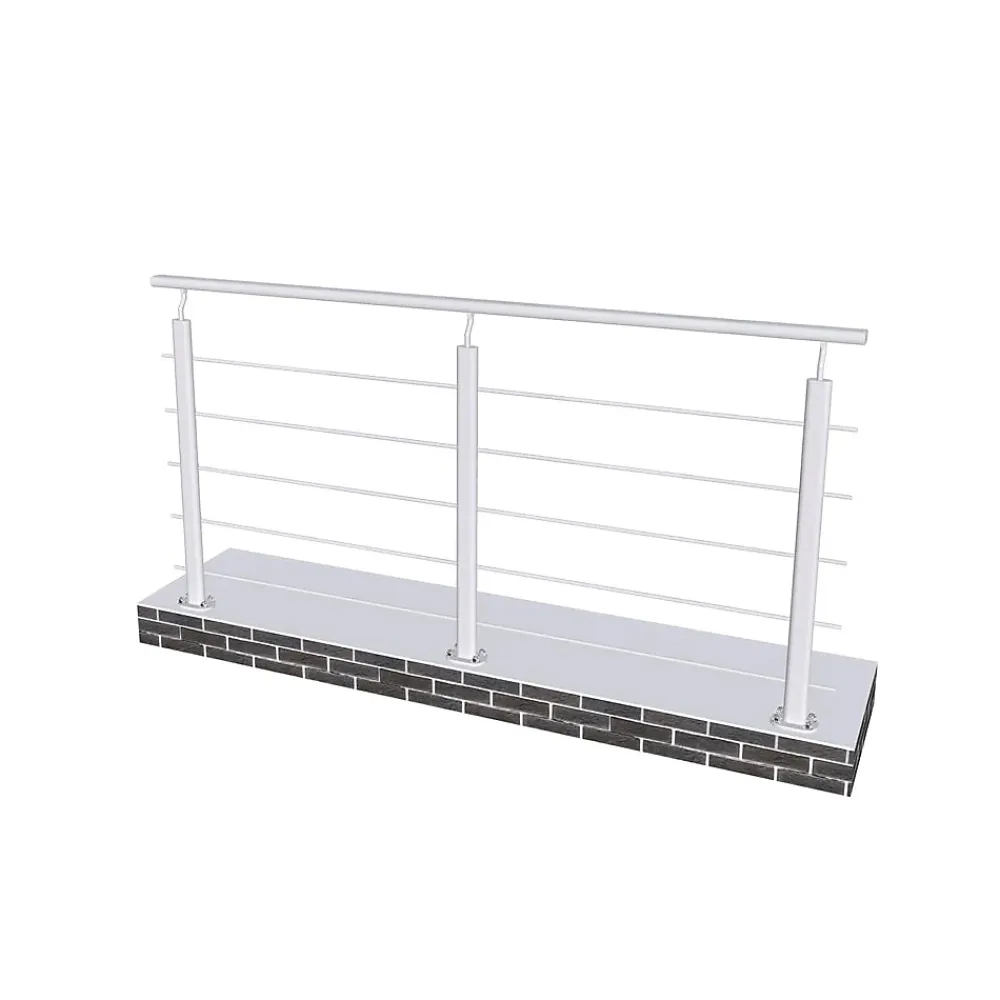 Saniland Garde-Corps, Balustrade<Kit Garde-corps 2ml garde-corps avec 5 traverses fixation à plat en aluminium Gris mat