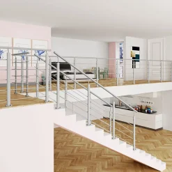 Saniland Garde-Corps, Balustrade<Kit Garde-corps 2ml garde-corps avec 5 traverses fixation à plat en aluminium Gris mat