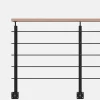 Kordo Kit garde-corps noir avec main courante hêtre 2m pose en applique, Opalu- Garde-Corps, Balustrade
