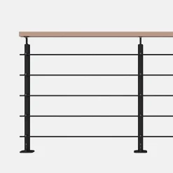 Kordo Garde-Corps, Balustrade<Kit garde-corps noir avec main courante hêtre 2m pose à plat, Opalu