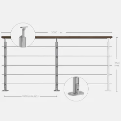 Kordo Garde-Corps, Balustrade<Kit garde-corps silver avec main courante Kebony 2m pose à plat, Opalu