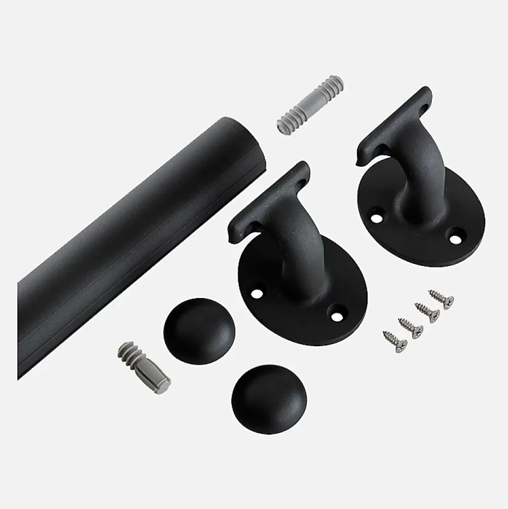 Kordo Kit main courante murale aluminium noir, Inoline- Accessoire D'Escalier