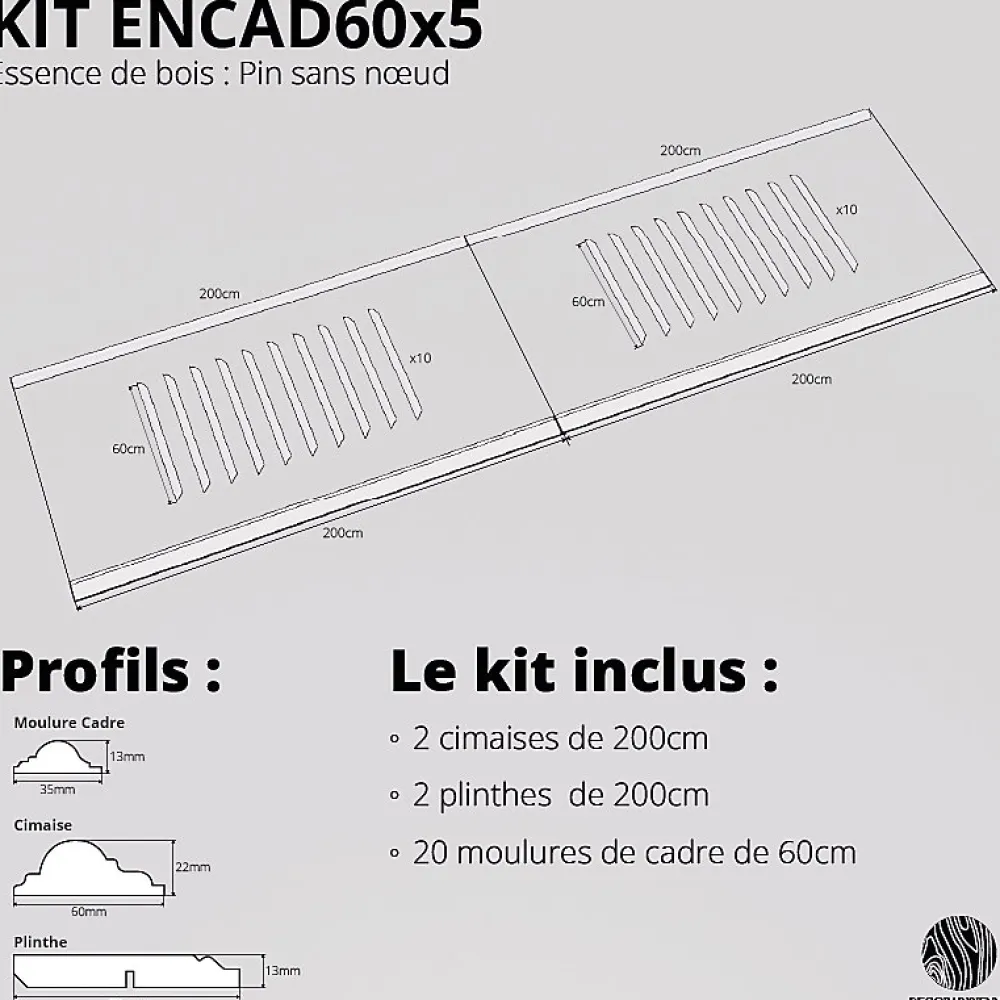 Decoparisienne Kit moulures murales décorative 400cm - Cimaises - Plinthes - Style Haussmannien - Encadrement a peindre - 20 pièces- Moulure