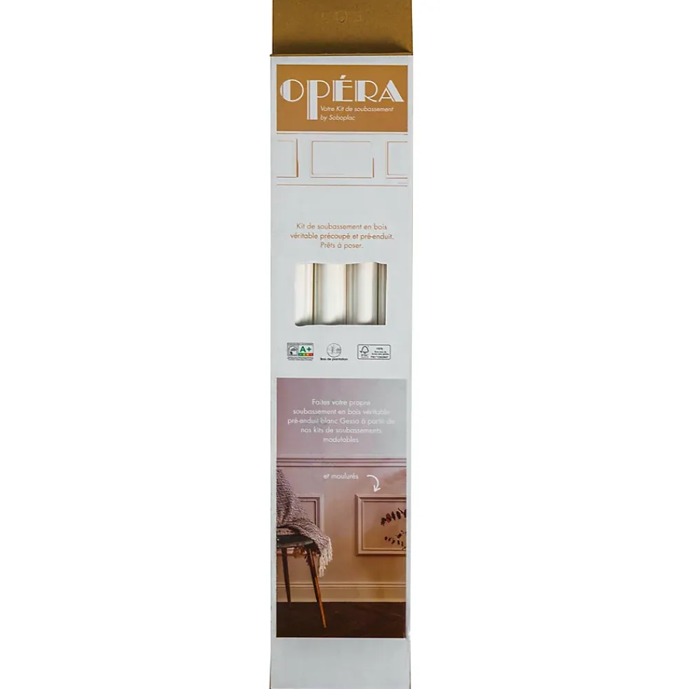 Woodbord Moulure<Kit Moulures Murales en Bois de Pin Merkusii - 600x600mm - Moulure de Soubassement