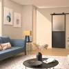 Optimum Porte Coulissante<Kit porte Coulissante en applique Contemporain noir cadre en aluminium et verre dépoli Blanc H. 204 x 73 x 3,6 Cm