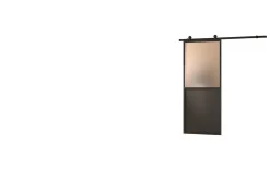 Optimum Porte Coulissante<Kit porte Coulissante en applique Contemporain noir cadre en aluminium et verre dépoli Blanc H. 204 x 73 x 3,6 Cm