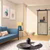 Optimum Porte Coulissante<Kit porte Coulissante en applique Contemporain noir chêne terra cadre en aluminium et verre dépoli Blanc H. 204 x 93 x 3,6 Cm