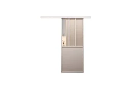 Optimum Kit porte coulissante en applique Atelier blanc cadre en aluminium et verre transparent H 204 x 83 x 3,6 cm H 204 x 83 x 3,6 cm- Porte Coulissante