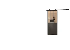 Optimum Porte Coulissante<Kit porte coulissante en applique Atelier noir cadre en aluminium et verre transparent H. 204 X 73 X 3,6 Cm H 204 x 73 x 3,6 cm H 204 x 73 x 3,6 cm