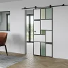Aurys KIT Porte coulissante en verre + Rail coulissant apparent - MONDO OPAQUE VERTE - H. 204 x L. 93 - Fabrication Française NORM- Porte Coulissante